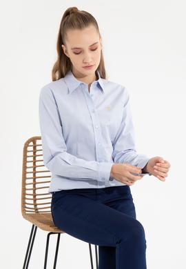 Kadın Açık Mavi Uzun Kollu Basic Gömlek - 50256970005