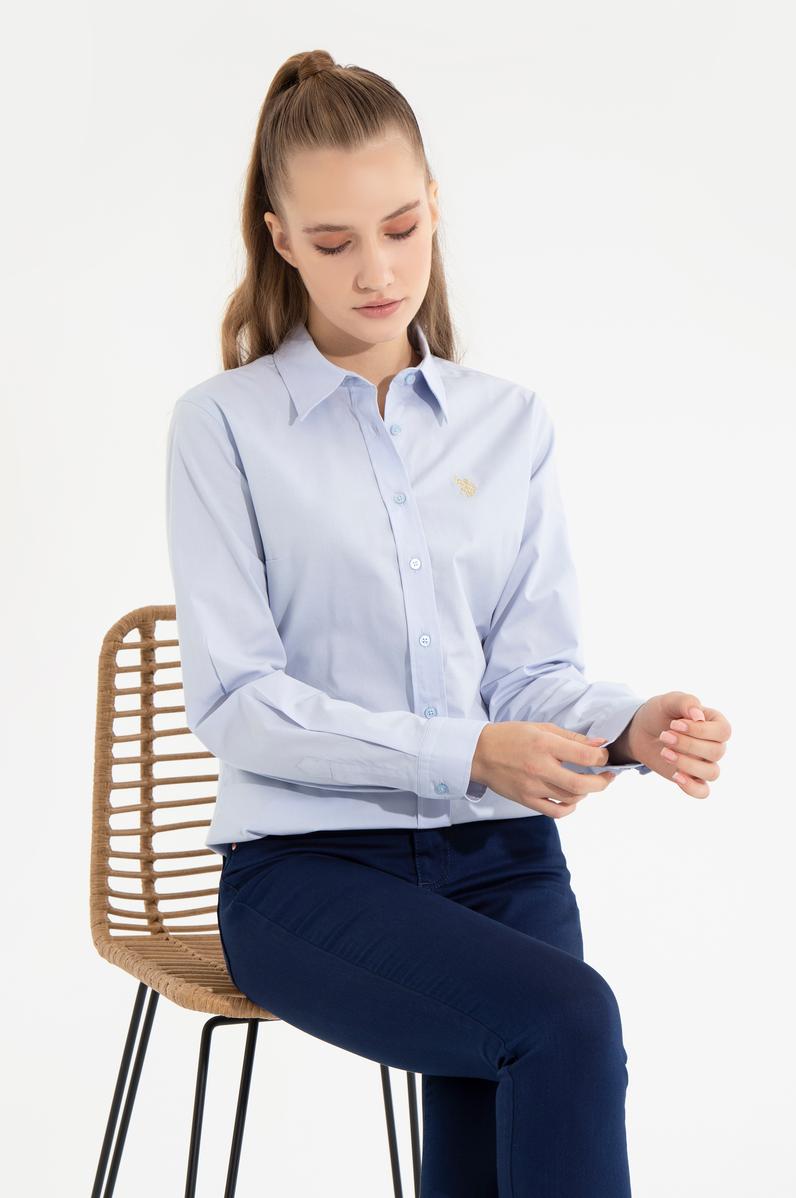 Kadın Açık Mavi Uzun Kollu Basic Gömlek