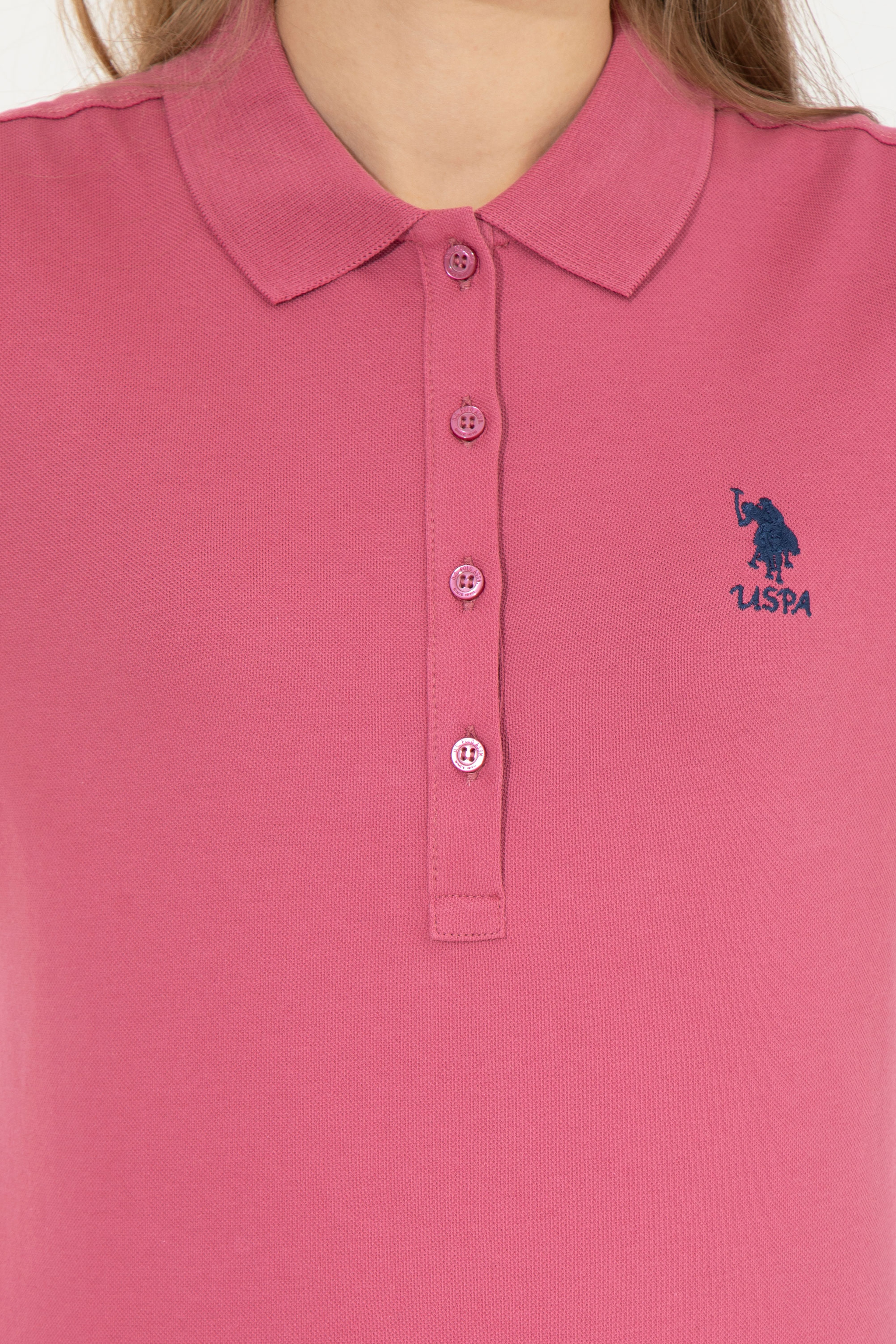Kadın Pembe Basic Polo Yaka Tişört - Image 6