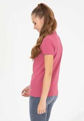 Kadın Pembe Basic Polo Yaka Tişört - 50256287056