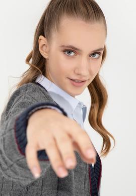 Kadın Gri Melanj Triko Hırka - 50256624014