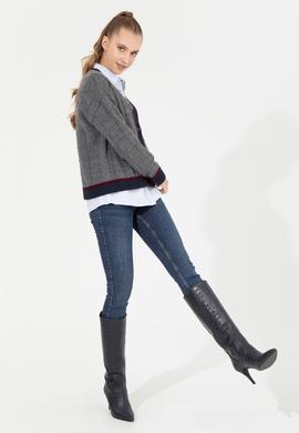 Kadın Gri Melanj Triko Hırka - 50256624014