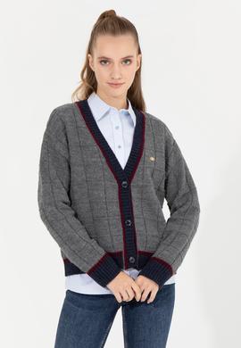 Kadın Gri Melanj Triko Hırka - 50256624014