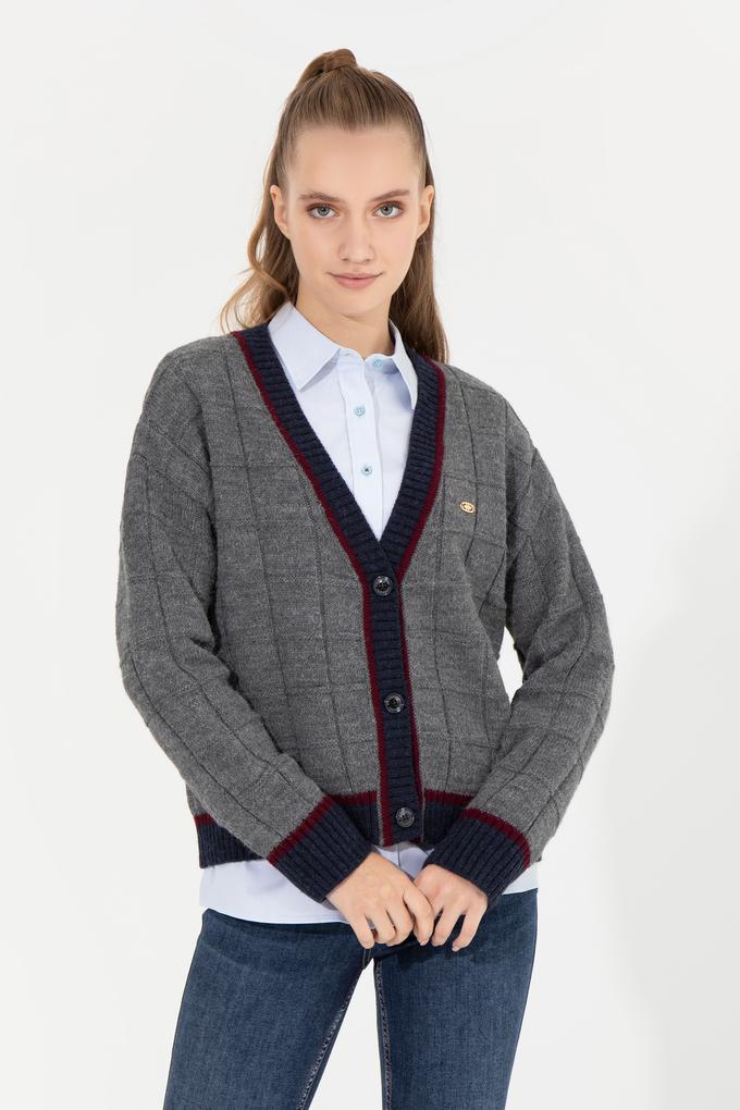 Kadın Gri Melanj Triko Hırka