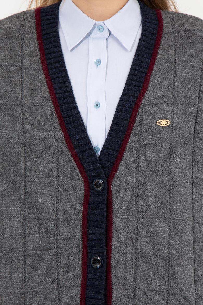 Kadın Gri Melanj Triko Hırka - 50256624014