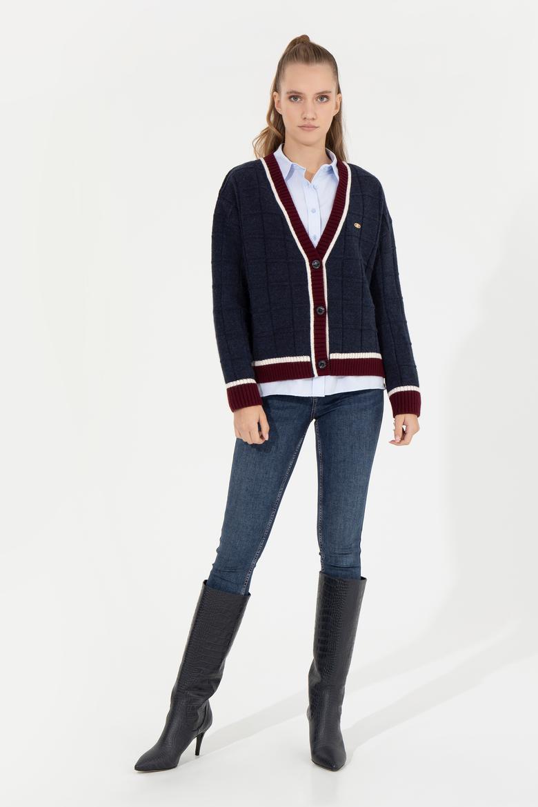 Kadın Lacivert Triko Hırka - 50256624007