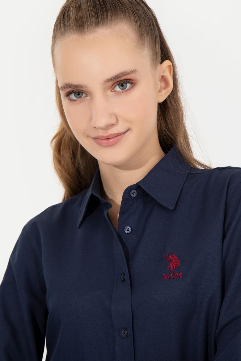 Kadın Lacivert Uzun Kollu Basic Gömlek