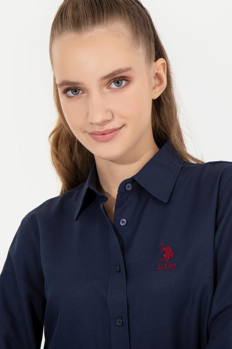 Kadın Lacivert Uzun Kollu Basic Gömlek