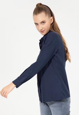 Kadın Lacivert Uzun Kollu Basic Gömlek - 50256640022