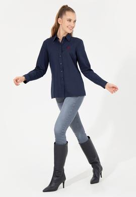 Kadın Lacivert Uzun Kollu Basic Gömlek - 50256640022