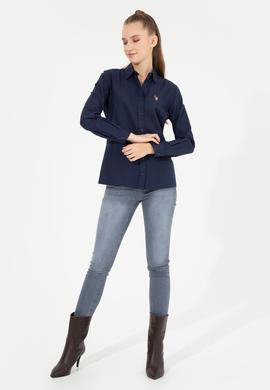 Kadın Lacivert Uzun Kollu Basic Gömlek - 50256672045