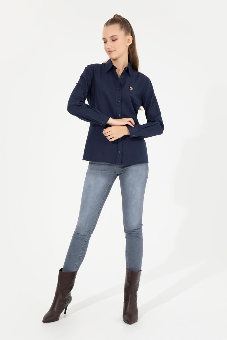 Kadın Lacivert Uzun Kollu Basic Gömlek - 50256672045