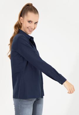 Kadın Lacivert Uzun Kollu Basic Gömlek - 50256672045