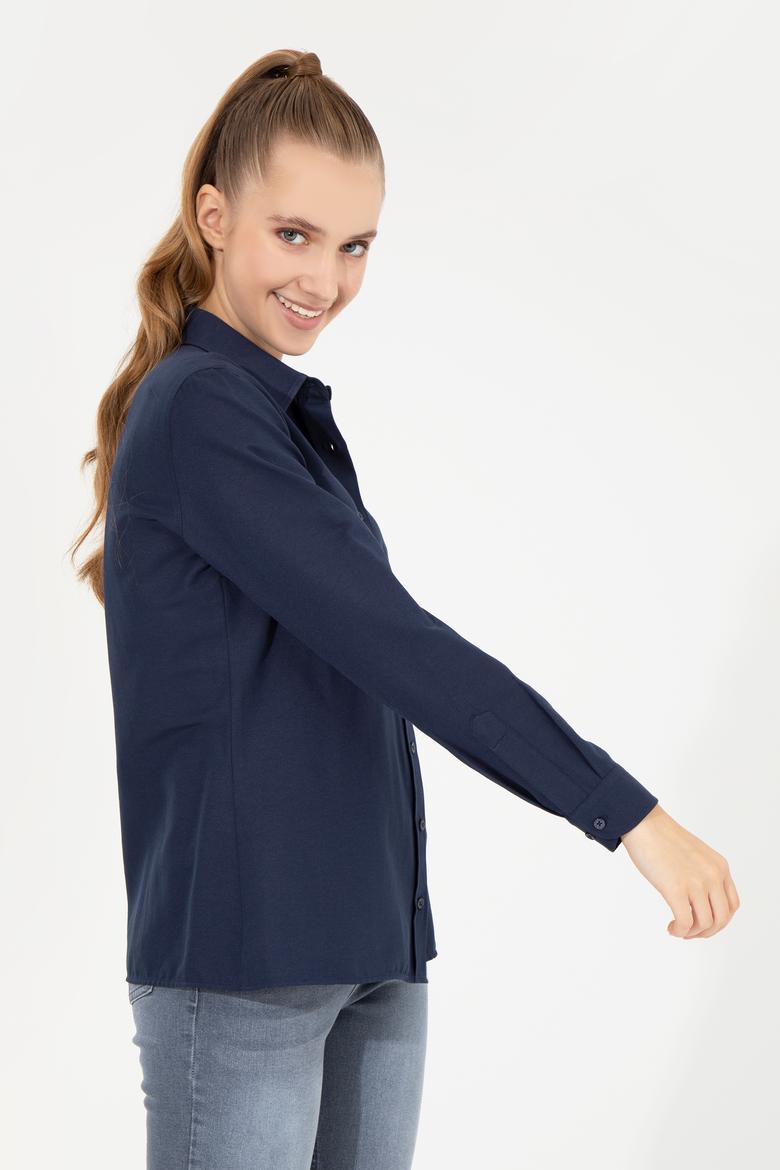 Kadın Lacivert Uzun Kollu Basic Gömlek - 50256672045