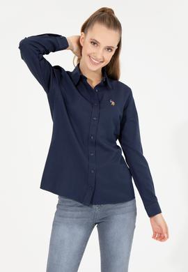 Kadın Lacivert Uzun Kollu Basic Gömlek - 50256672045