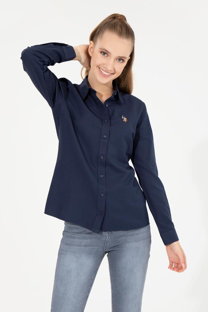 Kadın Lacivert Uzun Kollu Basic Gömlek