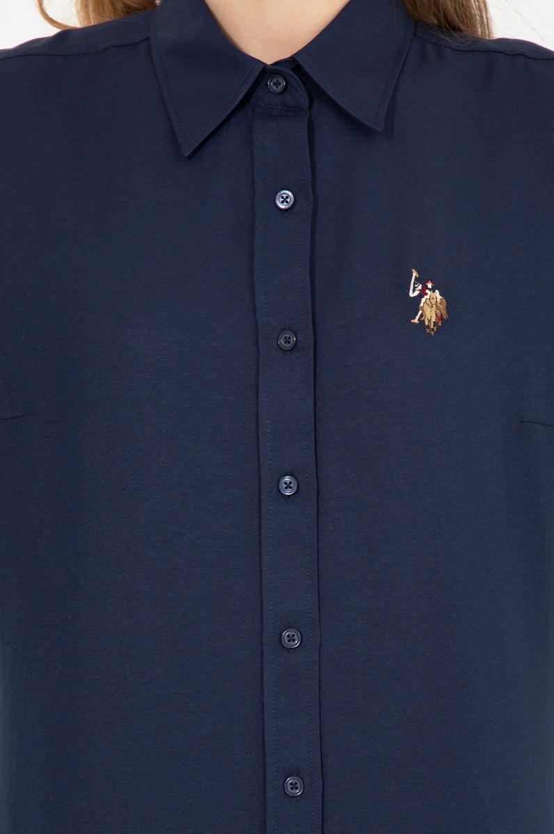 Kadın Lacivert Uzun Kollu Basic Gömlek