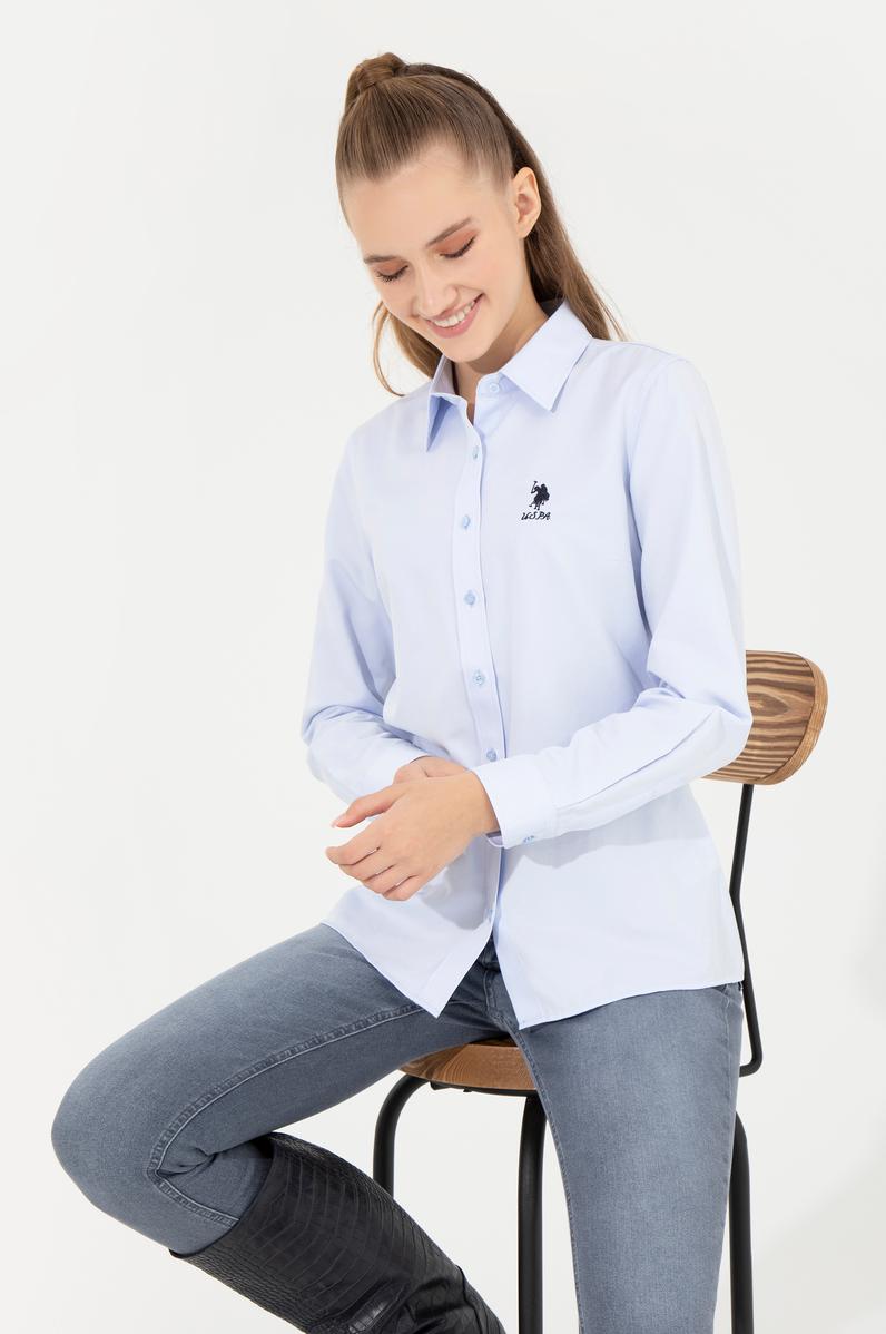 Kadın Açık Mavi Uzun Kollu Basic Gömlek