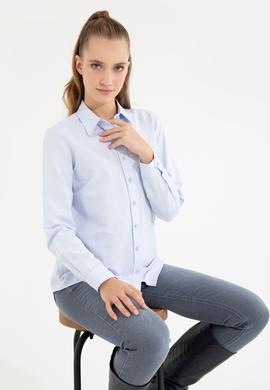 Kadın Açık Mavi Uzun Kollu Basic Gömlek - 50256640005