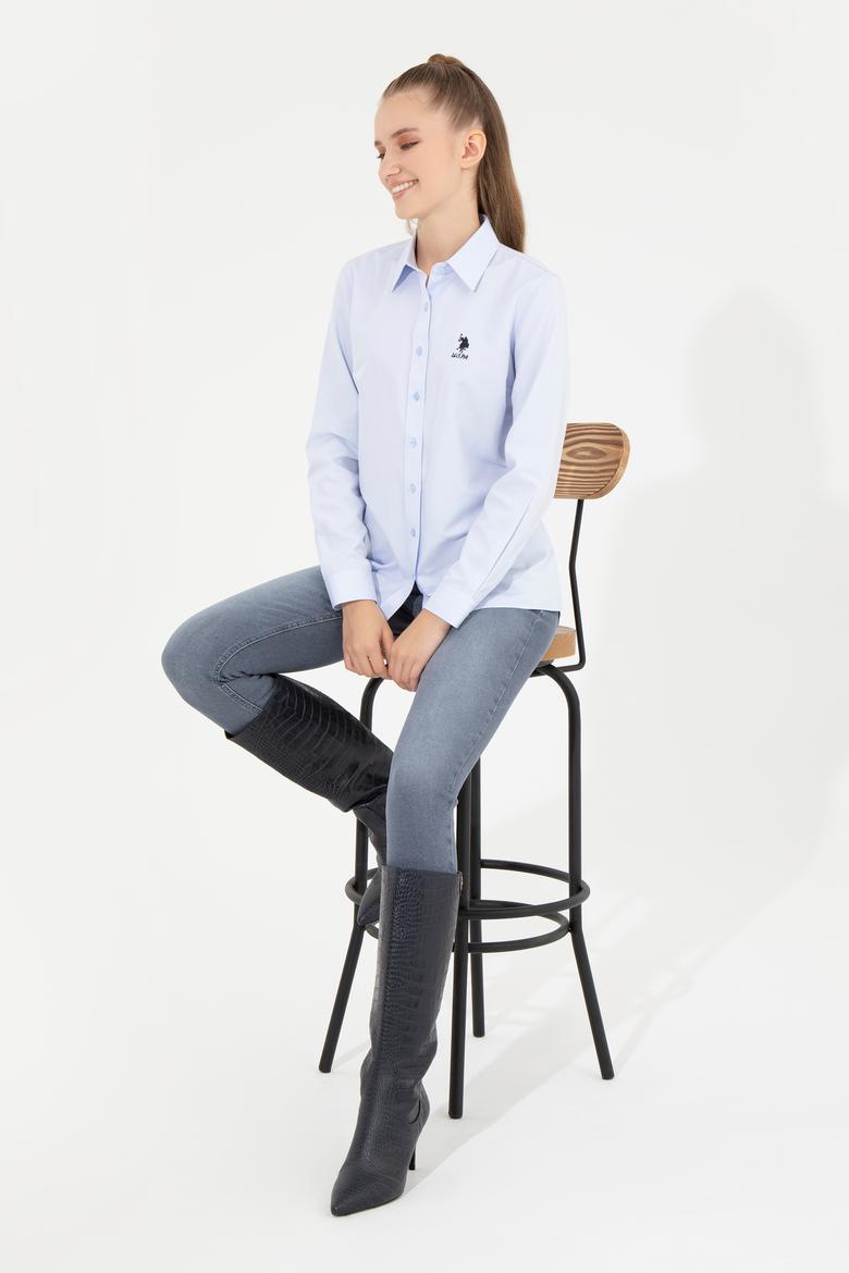 Kadın Açık Mavi Uzun Kollu Basic Gömlek - 50256640005