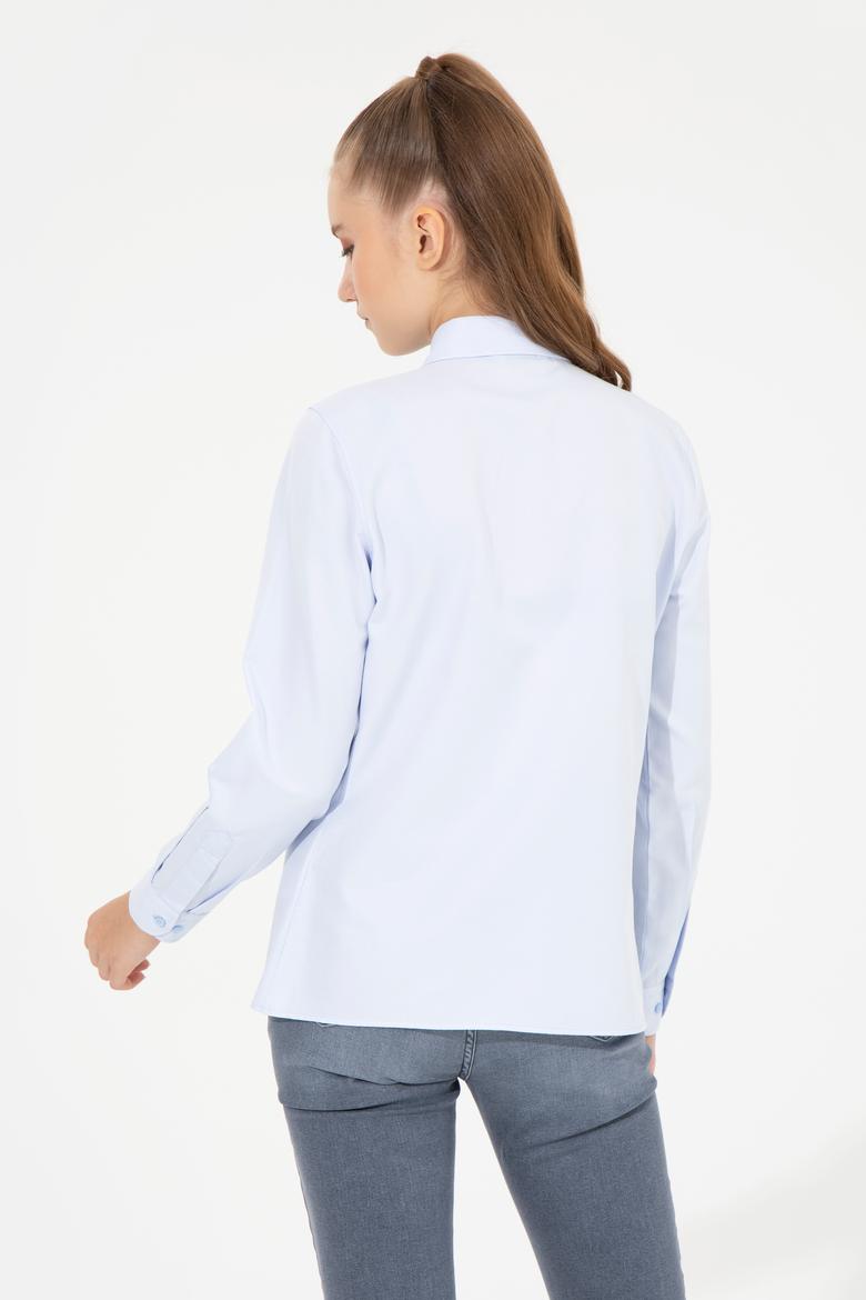 Kadın Açık Mavi Uzun Kollu Basic Gömlek - 50256640005