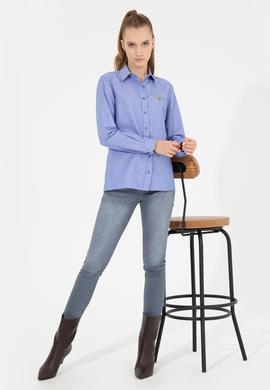 Kadın Saks Uzun Kollu Basic Gömlek - 50256672034