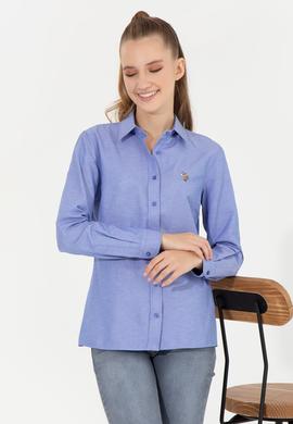 Kadın Saks Uzun Kollu Basic Gömlek - 50256672034