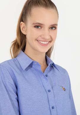 Kadın Saks Uzun Kollu Basic Gömlek - 50256672034