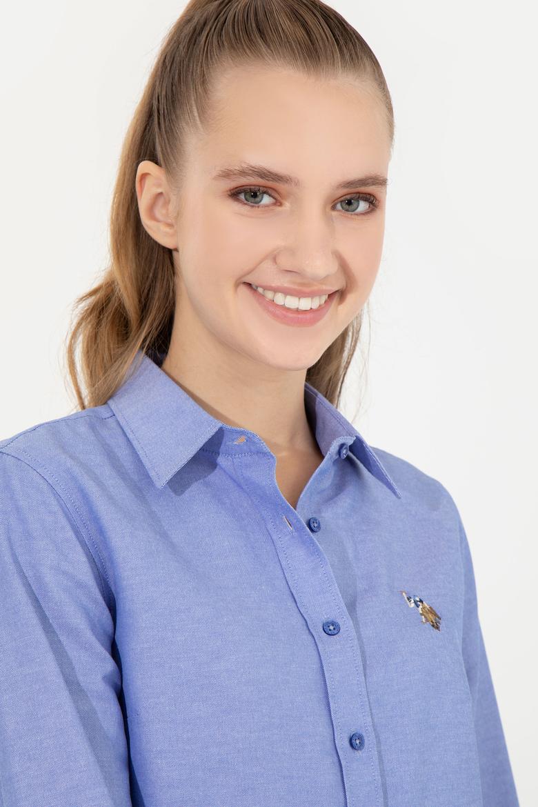 Kadın Saks Uzun Kollu Basic Gömlek - 50256672034