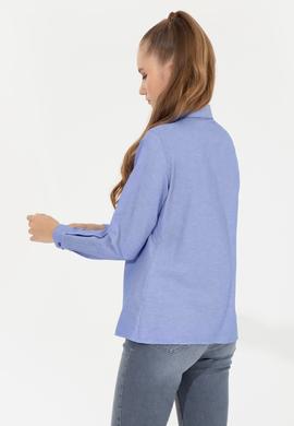 Kadın Saks Uzun Kollu Basic Gömlek - 50256672034