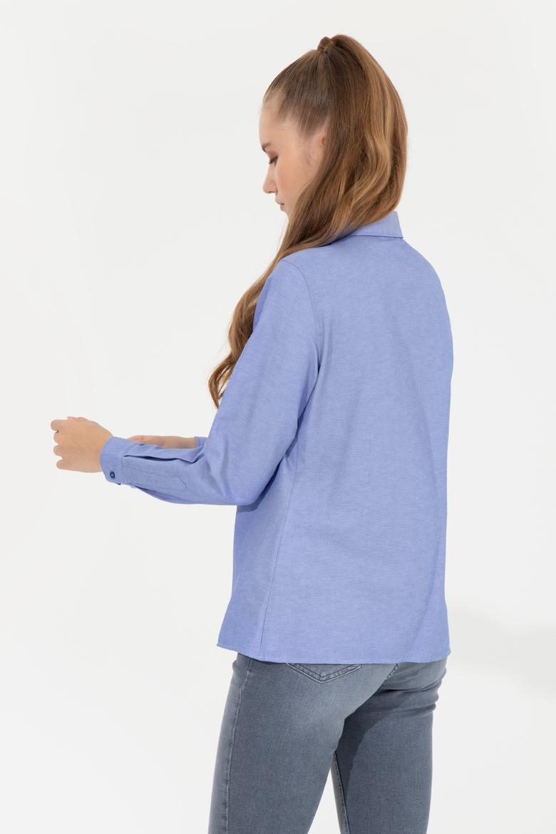 Kadın Saks Uzun Kollu Basic Gömlek - 50256672034