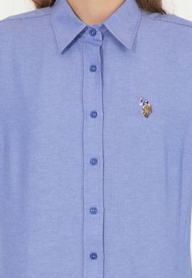 Kadın Saks Uzun Kollu Basic Gömlek - 50256672034