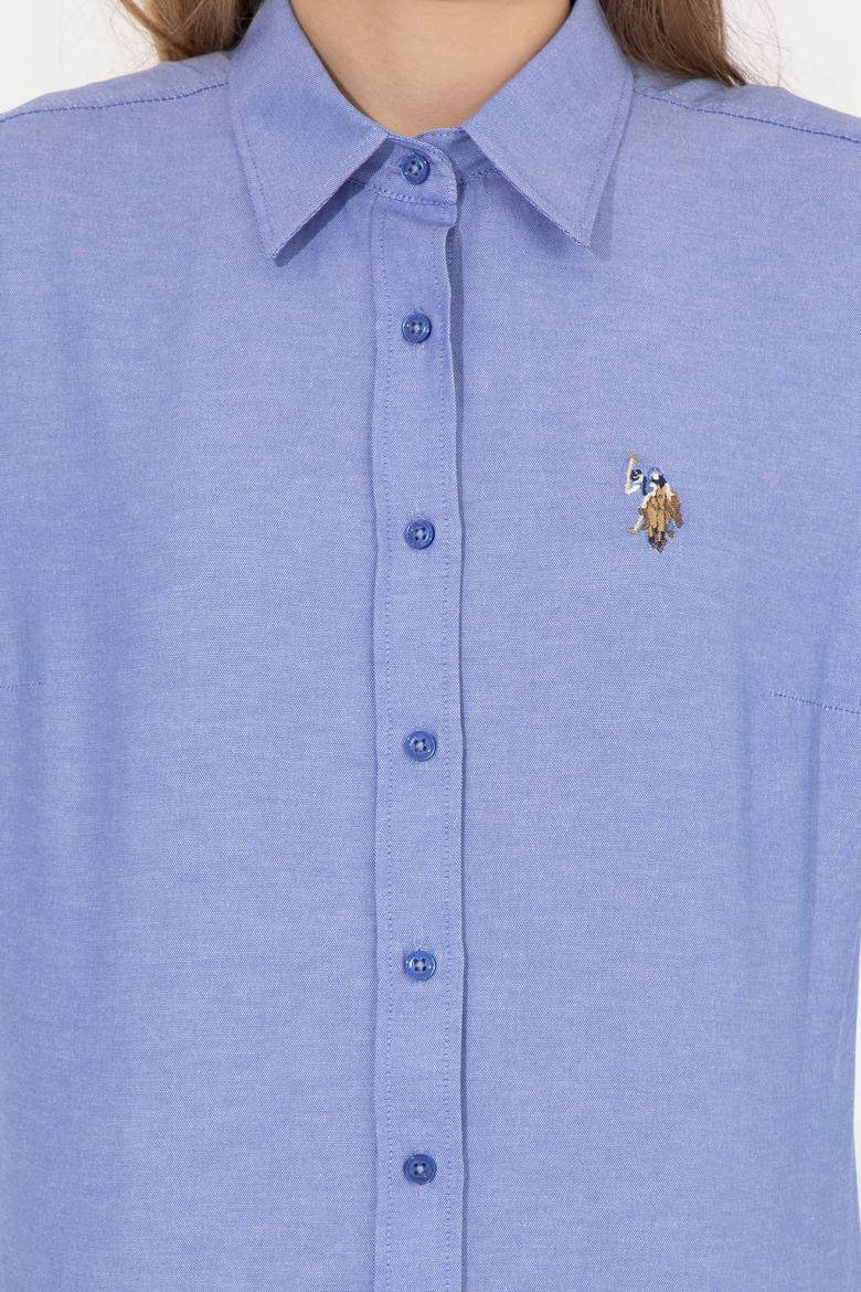 Kadın Saks Uzun Kollu Basic Gömlek - 50256672034