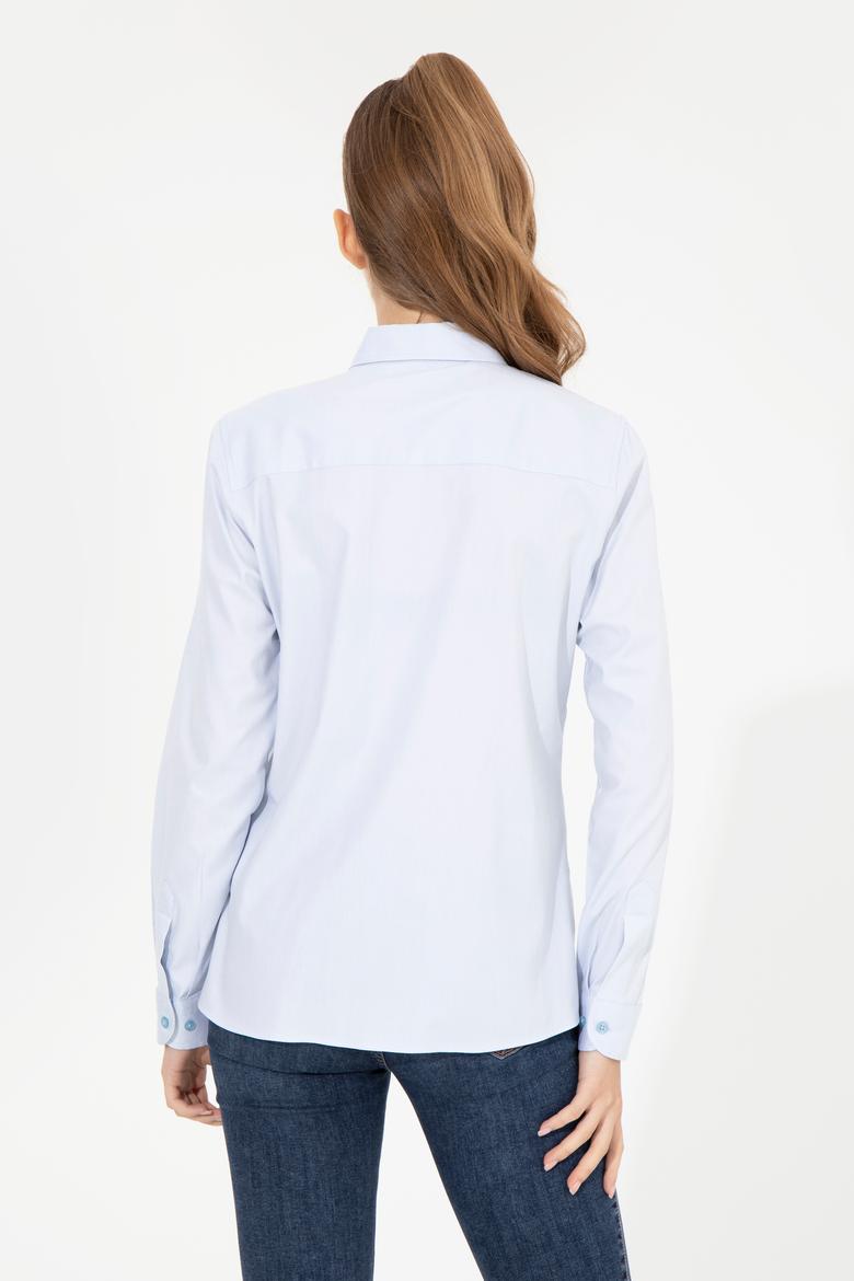 Kadın Açık Mavi Uzun Kollu Basic Gömlek - 50254249011