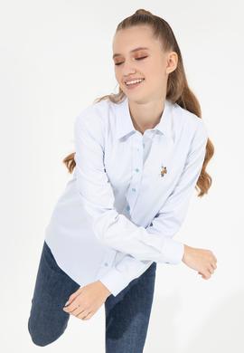 Kadın Açık Mavi Uzun Kollu Basic Gömlek - 50254249011