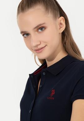 Kadın Lacivert Basic Polo Yaka Tişört - 50256287025