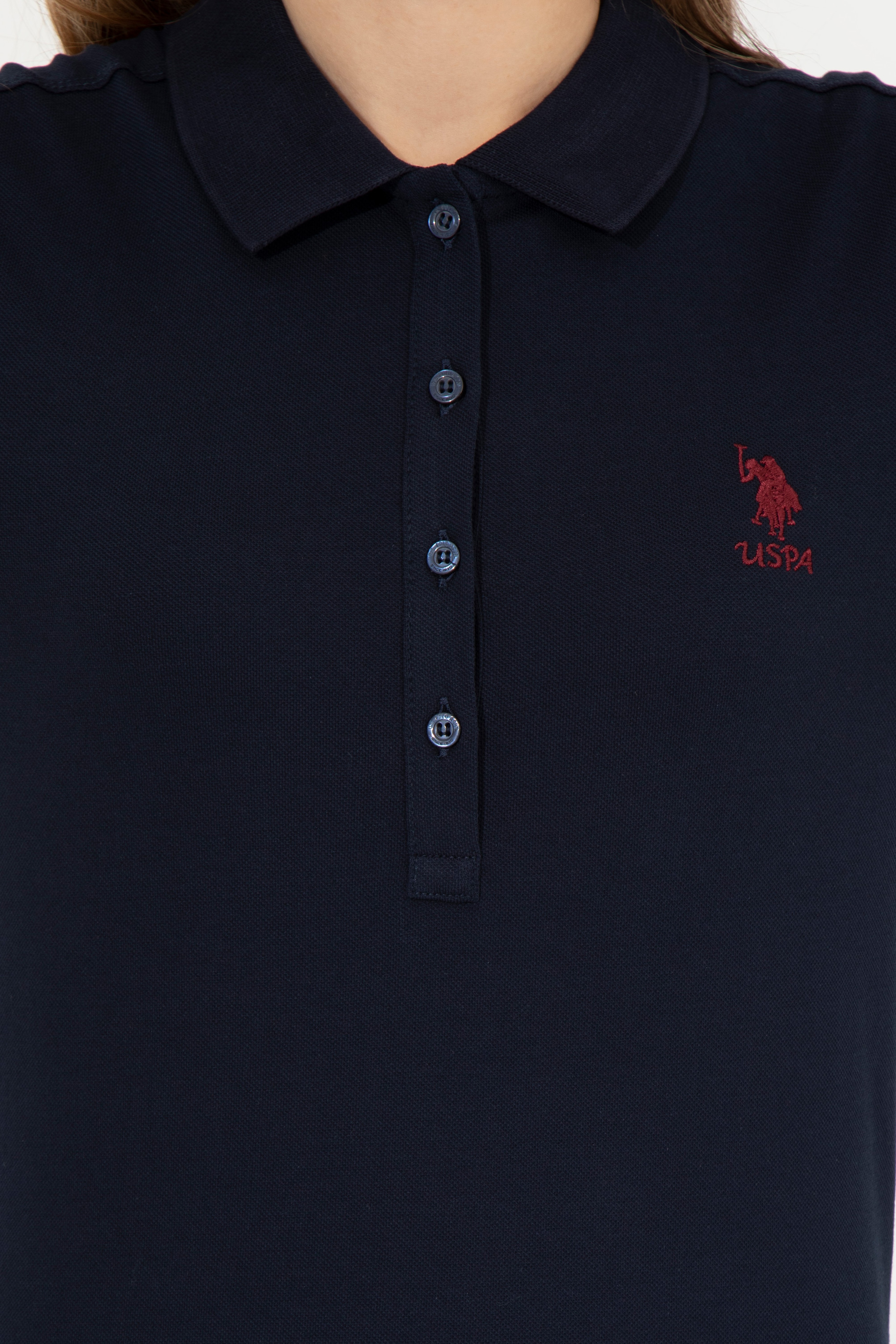 Kadın Lacivert Basic Polo Yaka Tişört - Image 6