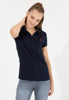 Kadın Lacivert Basic Polo Yaka Tişört - 50256287025