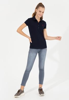 Kadın Lacivert Basic Polo Yaka Tişört - 50256287025