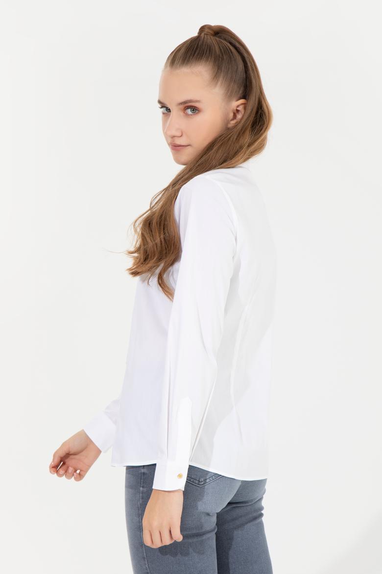 Kadın Beyaz Uzun Kollu Basic Gömlek - 50256721016