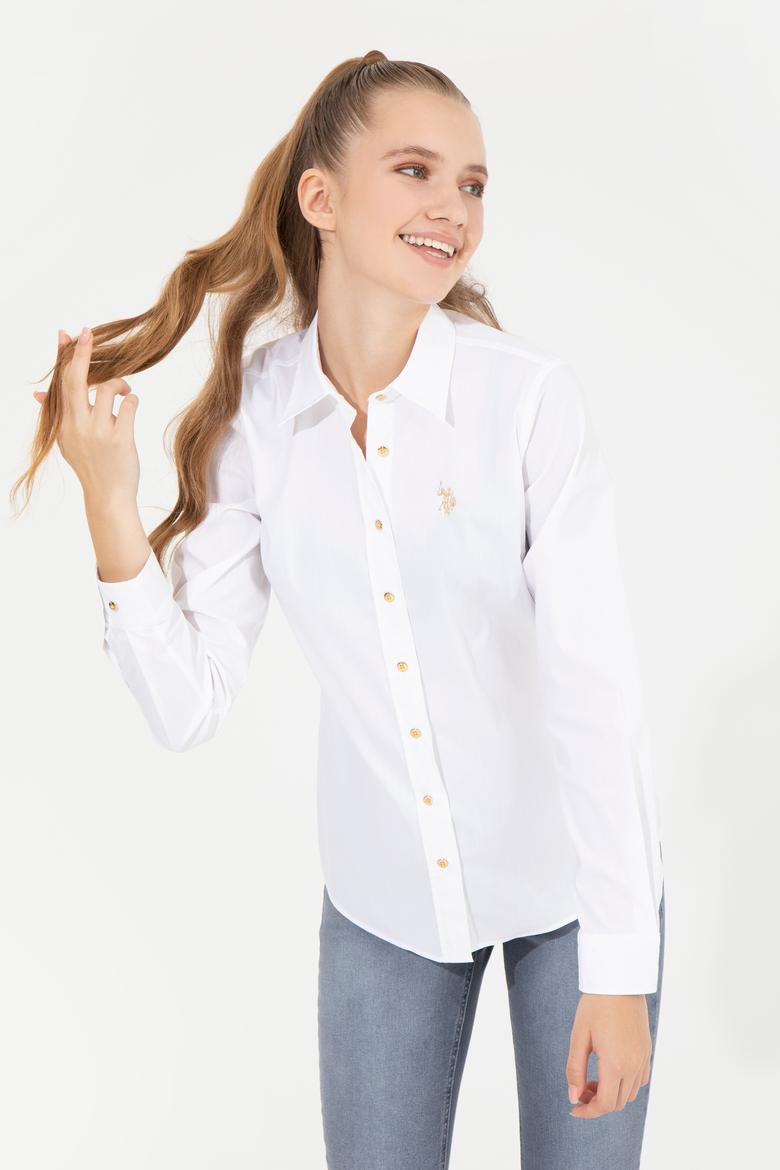 Kadın Beyaz Uzun Kollu Basic Gömlek