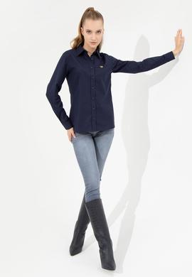 Kadın Lacivert Uzun Kollu Basic Gömlek - 50256970020