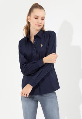 Kadın Lacivert Uzun Kollu Basic Gömlek - 50256970020