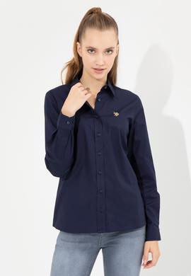 Kadın Lacivert Uzun Kollu Basic Gömlek - 50256970020