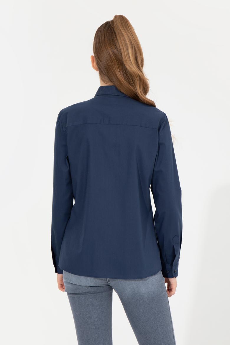 Kadın Lacivert Uzun Kollu Basic Gömlek - 50254249043
