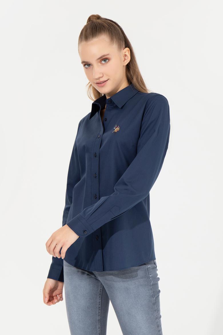 Kadın Lacivert Uzun Kollu Basic Gömlek - 50254249043