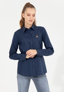 Kadın Lacivert Uzun Kollu Basic Gömlek - 50254249043