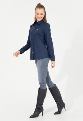 Kadın Lacivert Uzun Kollu Basic Gömlek - 50254249043