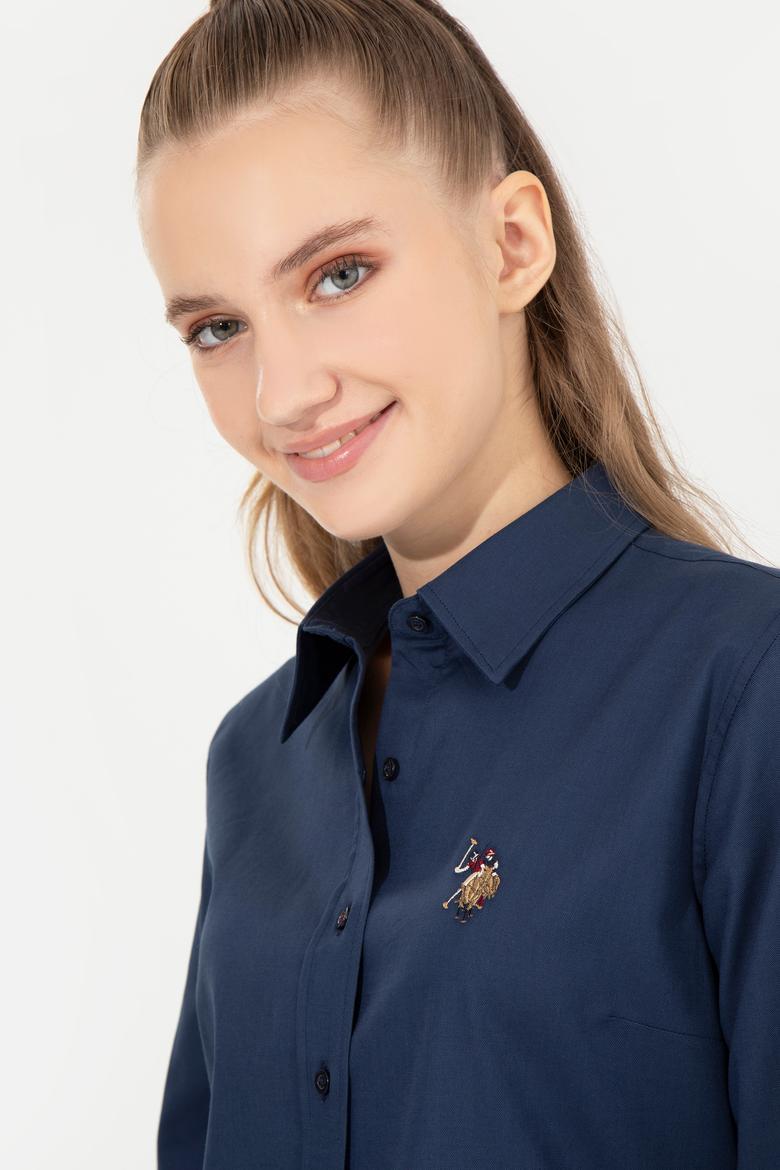 Kadın Lacivert Uzun Kollu Basic Gömlek - 50254249043