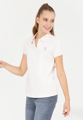 Kadın Ekru Basic Polo Yaka Tişört - 50256287005